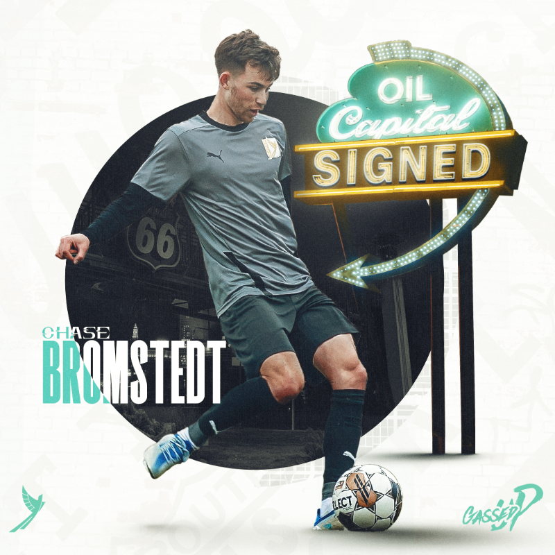 FCTulsa's tweet photo. Make some 𝒔𝒑𝒂𝒄𝒆 for 𝑪𝒉𝒂𝒔𝒆 💪

We have signed 2x All-East Region Second Team award winner and @TulsaMSoccer alumnus @theBromiseland to a contract in 2023!

#ForTulsa | #GassedUp⛽️