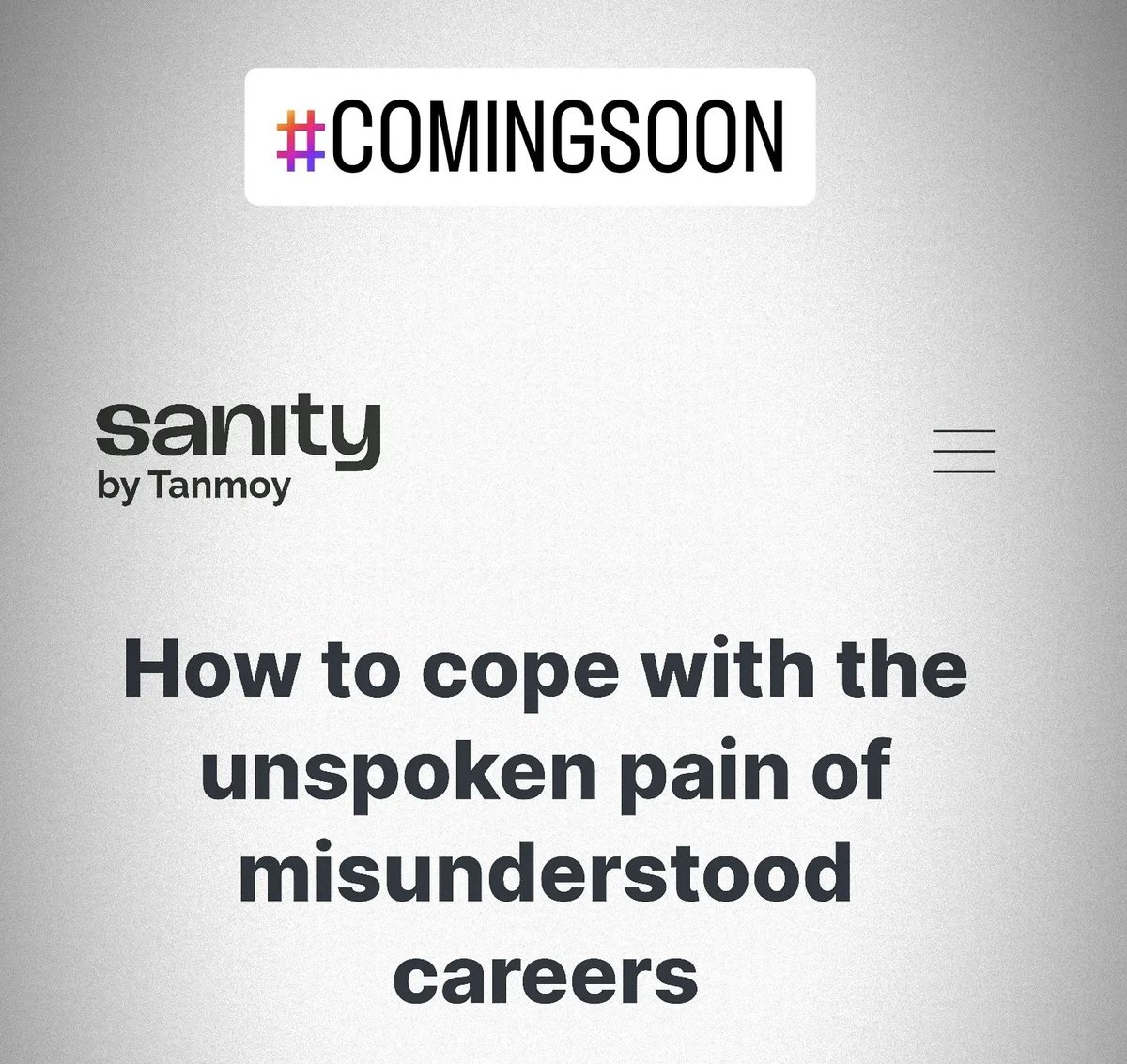 The final story of Sanity's Season 1 for 2023 on work X mental health.

Coming up on March 2.