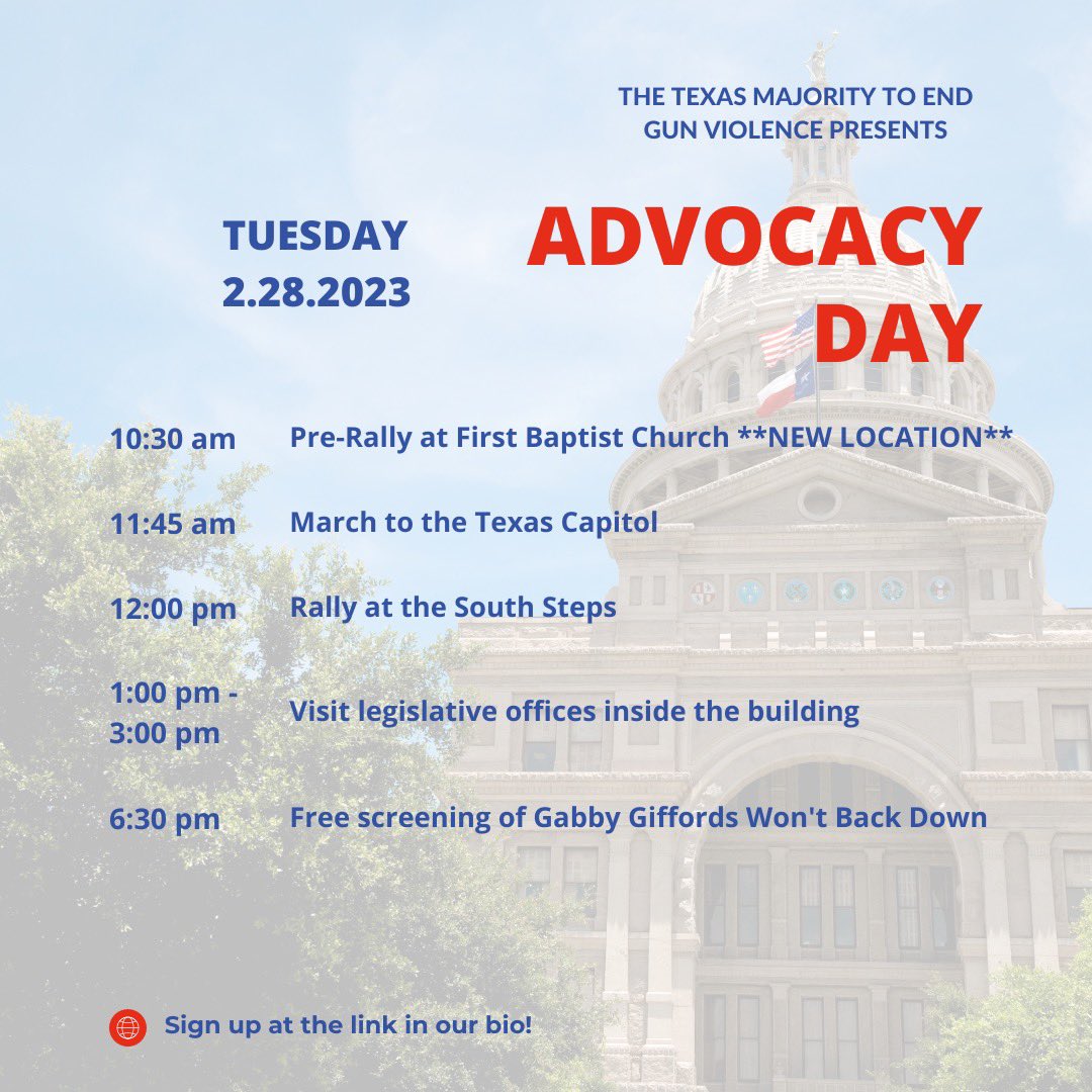 SarahEckhardtTX's tweet photo. Looking forward to a full day of @txgunsense &amp; the #TXMajority to #EndGunViolence at the #txlege! 
Every 2 hours, someone is killed w/ a gun in TX. There’s a number of #commonsensegunreform bills filed &amp; now it's on legislators to come together &amp; take action to protect Texans! https://t.co/Tl4PaXL2uk
