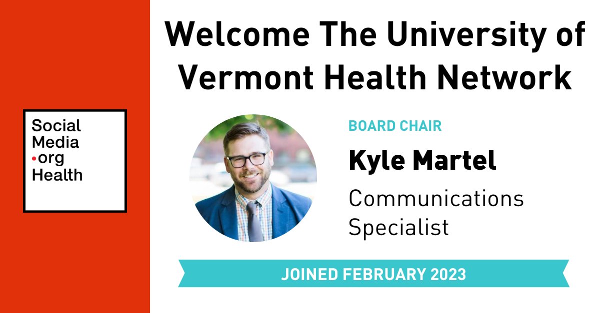 We're happy to announce @UVMHealth has joined #SMOHealth! Their membership will be led by Board Chair Kyle Martel -- welcome to the #community!
