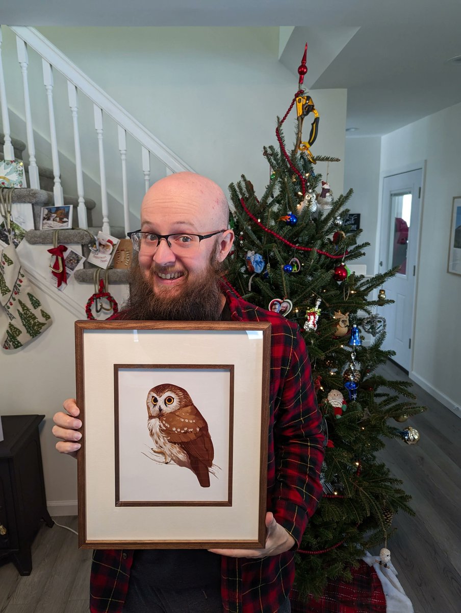 Here's a fluffy little saw whet owl I had the pleasure of illustrating as a Christmas surprise.
I love it when friends commission me to draw things for other friends!

#sciart #sciviz #scientificillustration #animalart #owl #scienceillustration #petportrait