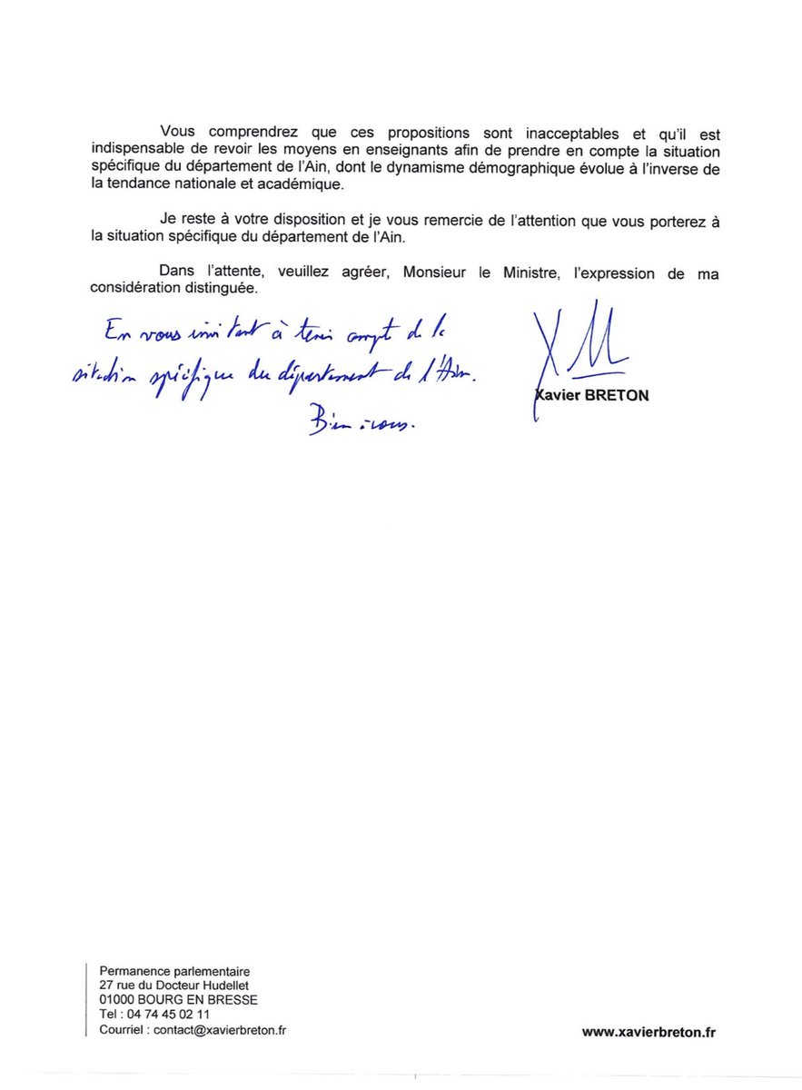 Fermetures de classes dans l’#Ain : j’interpelle <a href="/PapNdiaye/">Pap Ndiaye</a> le <a href="/education_gouv/">Ministère Éducation nationale</a> sur la proposition de carte scolaire qui pénalise fortement notre département ! #ecole