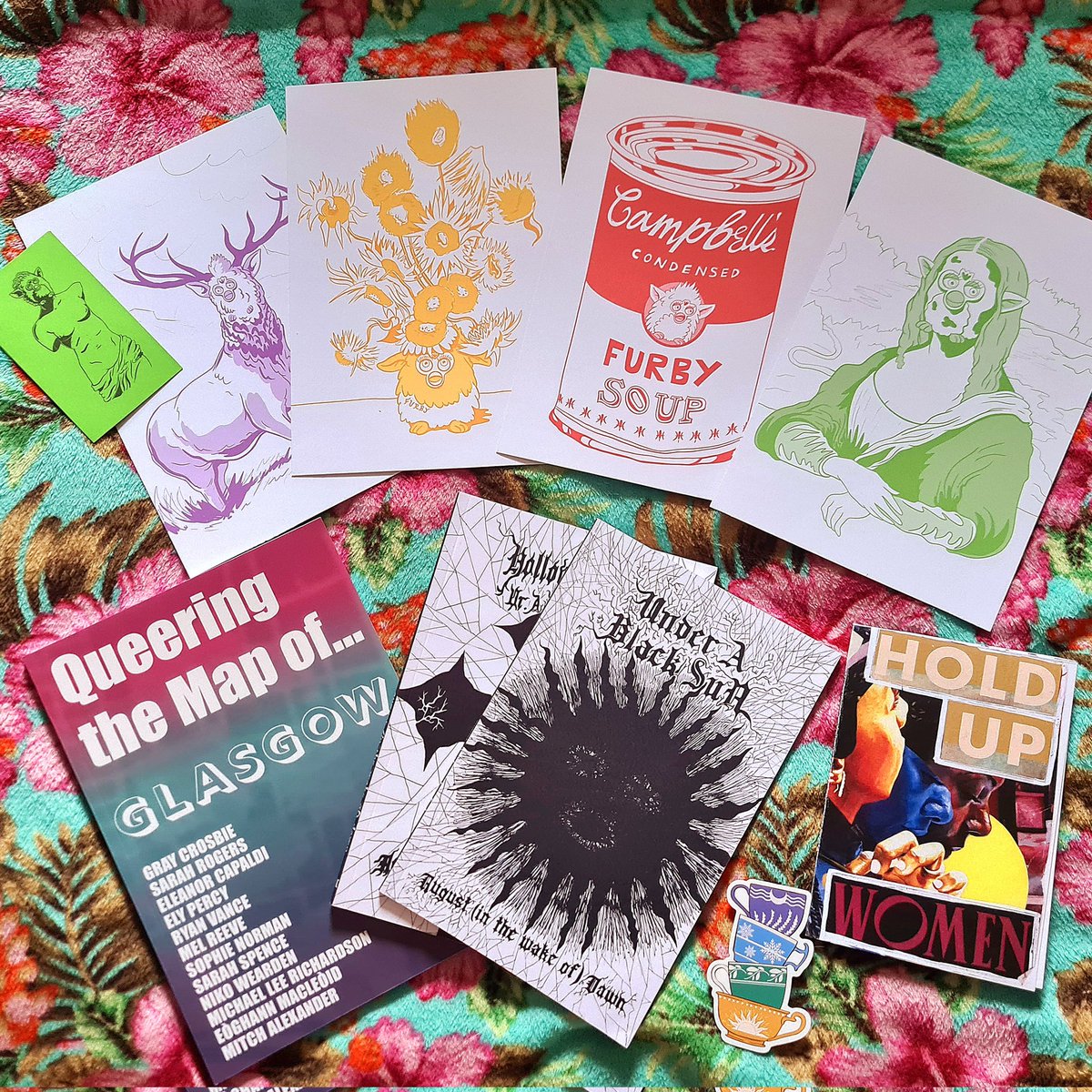 CoinOpPress's tweet photo. Our Zine Fair in Paradise tablers are so fantastically talented that we both couldn't help but spend our pennies on all of their beautiful zines and art 😍

Photo 1: Chloe's haul!
Photo 2: Katie's haul!

@HelloGeorgieMac @doorajarcomics @KnightErrantPub @SeaSlugChloe https://t.co/IdSYsEs2ho