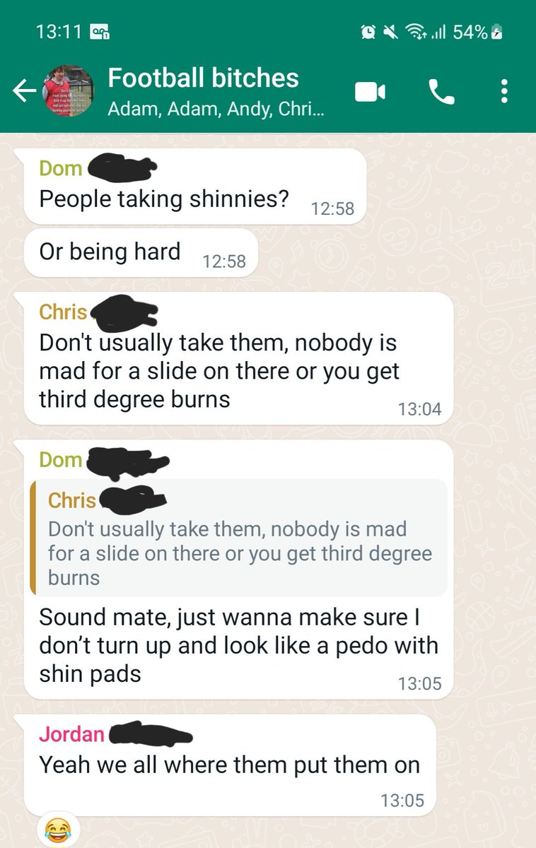 JakeRedshaw's tweet photo. Mate asking if people are wearing shinpads to 6 a side tonight, have a word @Chris_Stark @petercrouch @PeterCrouchPod https://t.co/SJwVNiMscz