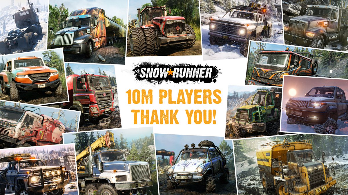 10 Million Runners have jumped into the world of SnowRunner. 

We're at a loss for words to express how grateful we are to have such a dedicated and passionate community. 

From the bottom of our heart, thank you ❤️