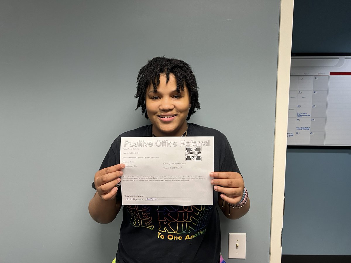 When our students react amazingly and handle their emotions, they are recognized and rewarded with a positive Office referral!  Go DJ <a href="/HenryMossMiddle/">Henry Moss Middle</a>