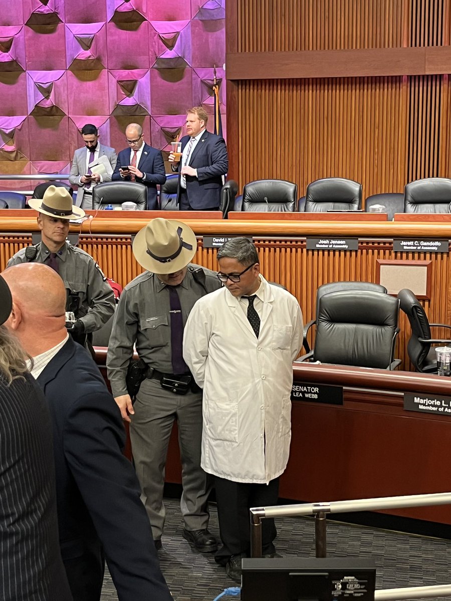 housingworks's tweet photo. BREAKING: Housing Works CEO Charles King, East New York Medical Director Dr. Archie Jao, and colleagues are arrested at today’s health budget hearing in Albany. 

They’re protesting @GovKathyHochul’s carveout targeting 340B healthcare providers. More info: https://t.co/yKLGjECvMO https://t.co/9Q68QCZqqH