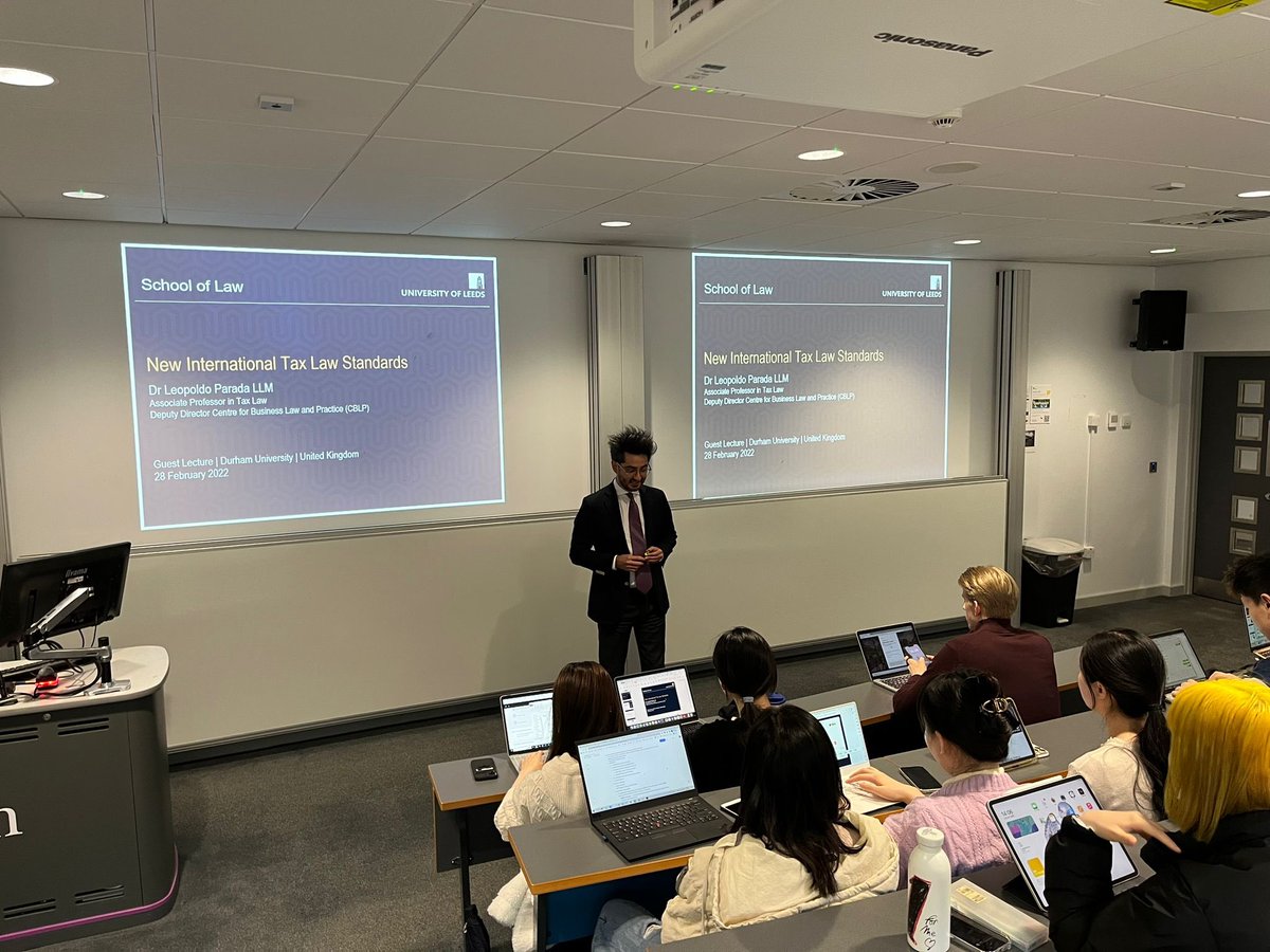 leopoldo_parada's tweet photo. Glad to give a guest lecture on “New int tax law standards” (P1&amp;2) today at @DurhamLawSchool | Thanks to @ZuYige for the kind invite 🤓@Law_Leeds @CBLP_Leeds #TaxTwitter https://t.co/dV0onYNQN0