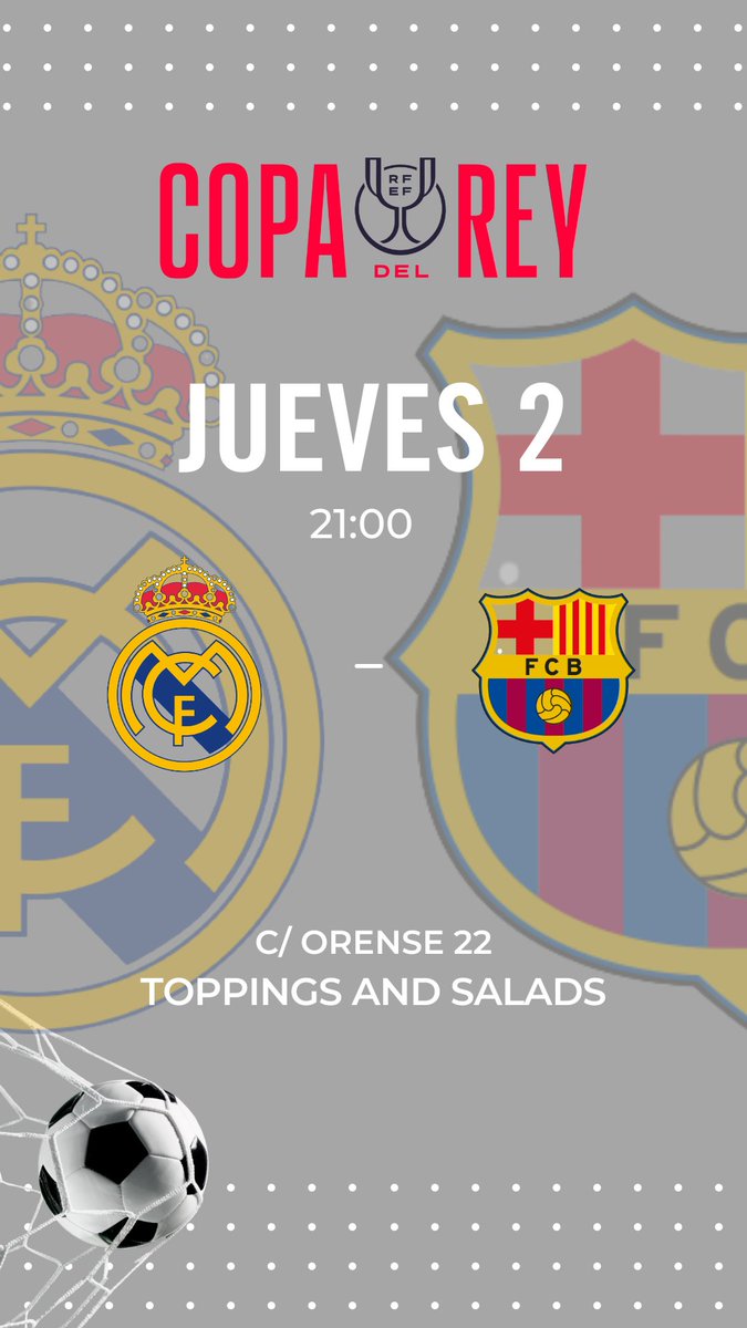 ToppingSalads's tweet photo. ¡Mañana a las 21:00 en C/Orense 22! ¡CLASICAZO!
#semifinales #CopaDelRey https://t.co/Wv0Tfsiyn2