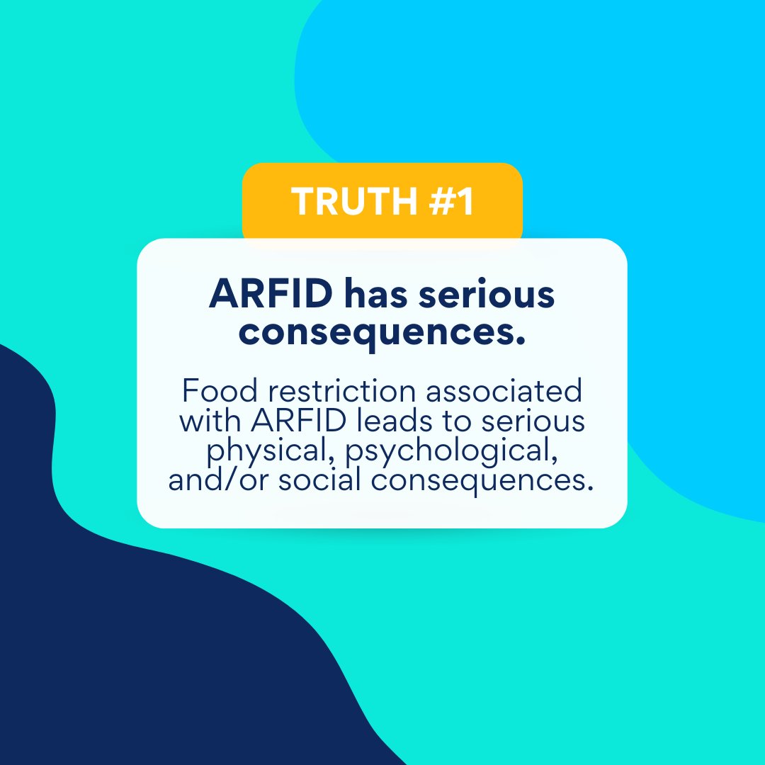 To dispel myths & misconceptions about #ARFID, we're sharing one ARFID truth each day until Friday. Today's truth: ARFID has serious consequences, which can be physical and/or psychosocial. #EDAW2023 #EDAW #edawareness #NEDAWeek #NEDAW #pickyeating #sensoryissues