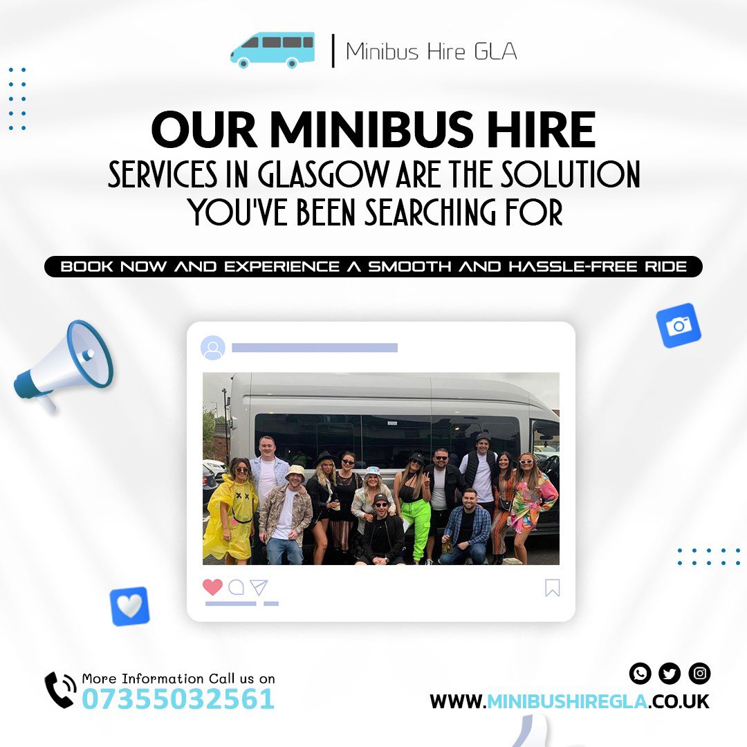 MinibushireG's tweet photo. Need to transport a large group of people? Look no further! Our minibus hire services in Glasgow are the solution you've been searching for. 

Book now and experience a smooth and hassle-free ride 🚌 https://t.co/IVGHUnCWol