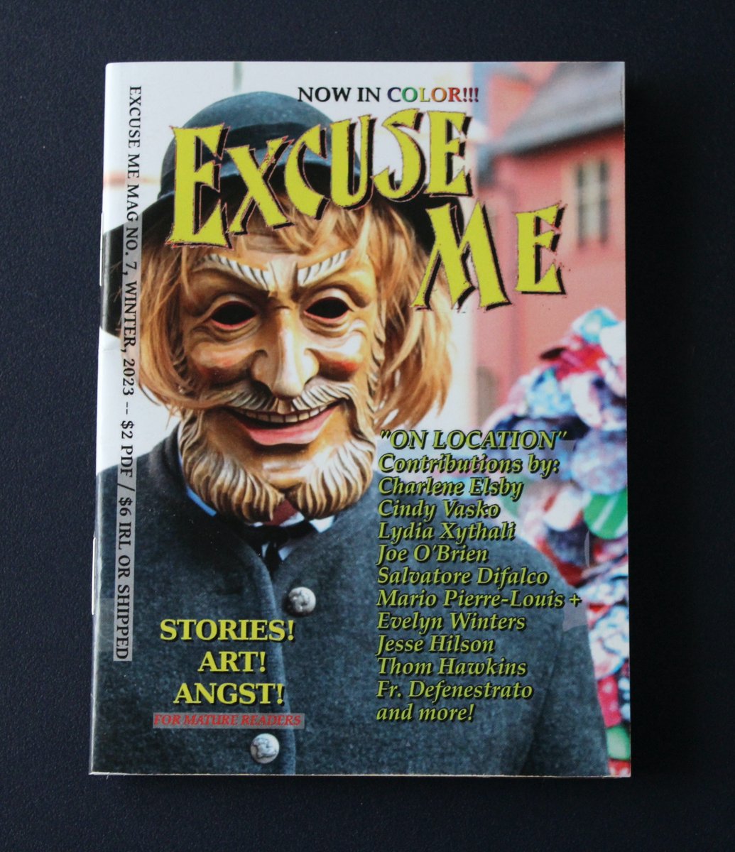 Mark Borchardt (@morethescarier) on Twitter photo Hot off the press and now in beautiful, blazing color, the new issue of <a href="/MagExcuse/">Excuse Me Mag</a> has arrived! Order your copy ($6) at franticflicker.com and have a great time in the delightful realm of its aesthetic offerings... Hot off the press and now in beautiful, blazing color, the new issue of <a href="/MagExcuse/">Excuse Me Mag</a> has arrived! Order your copy ($6) at franticflicker.com and have a great time in the delightful realm of its aesthetic offerings...
