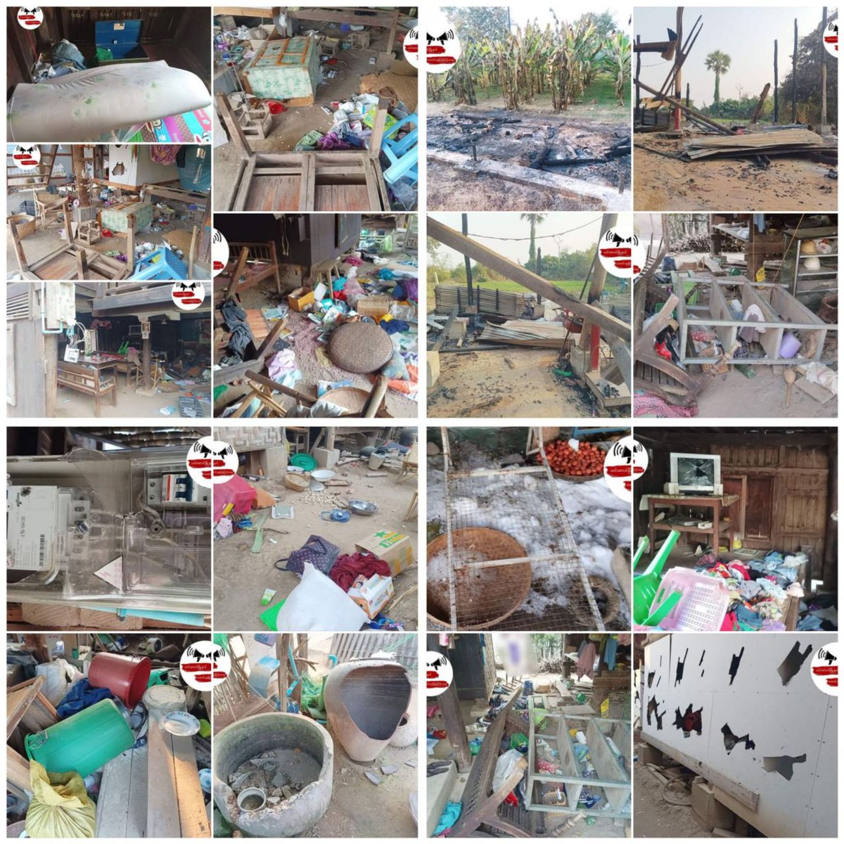 Oliviadino10's tweet photo. Junta troops raided BeinNweChaung, KyaySarKya villages of Yinmarbin tsp &amp; some villages of Salingyi tsp, near Pathein - Monywa Road on Feb 27, and ransacked &amp; destroyed some houses and torched some buildings. #AcceptNUGRejectMilitary #2023Feb28Coup #WhatsHappeningInMyanmar https://t.co/lF8Qg1sBiD