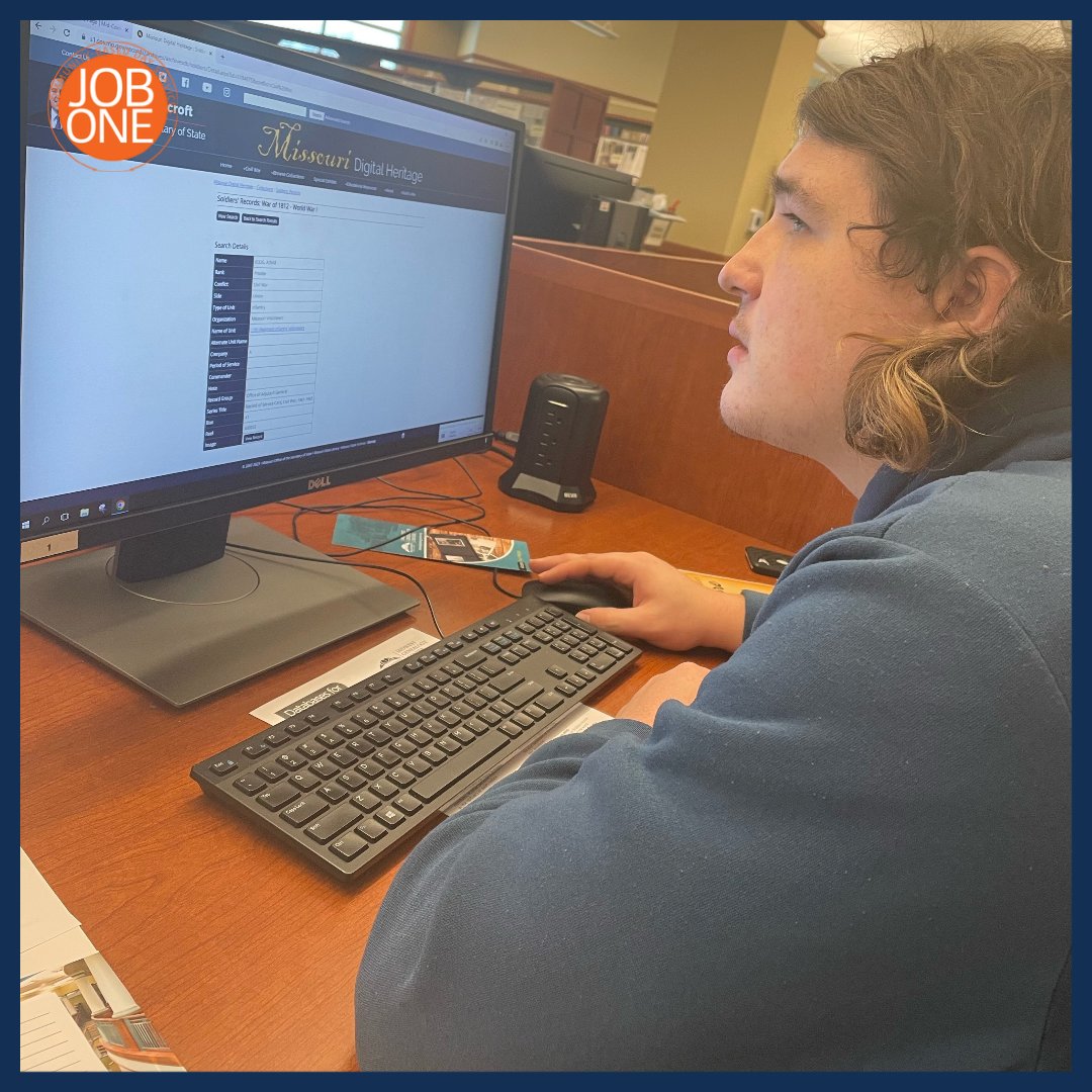 JobOneKC's tweet photo. ๐ง Nathan started a project to work on his family history. He is utilizing resources available at the Midwest Genealogy Center. We cannot wait to hear about his findings!
#CommunityBasedDayServices #JobOneKC @MCPLMO
#ConnectEngageBelong #ImagineThePossAbilities https://t.co/fdopRPosAu