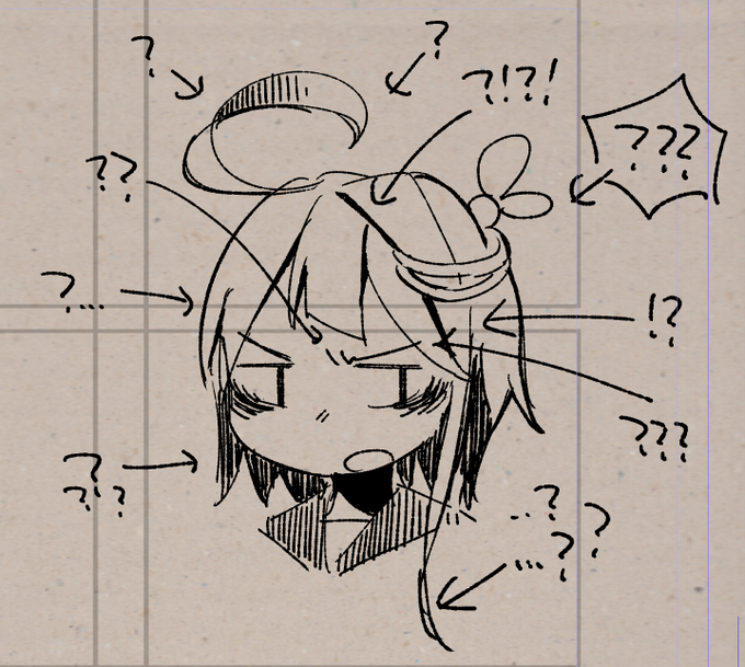 ゴーヤの髪、何回描いても分からない。 