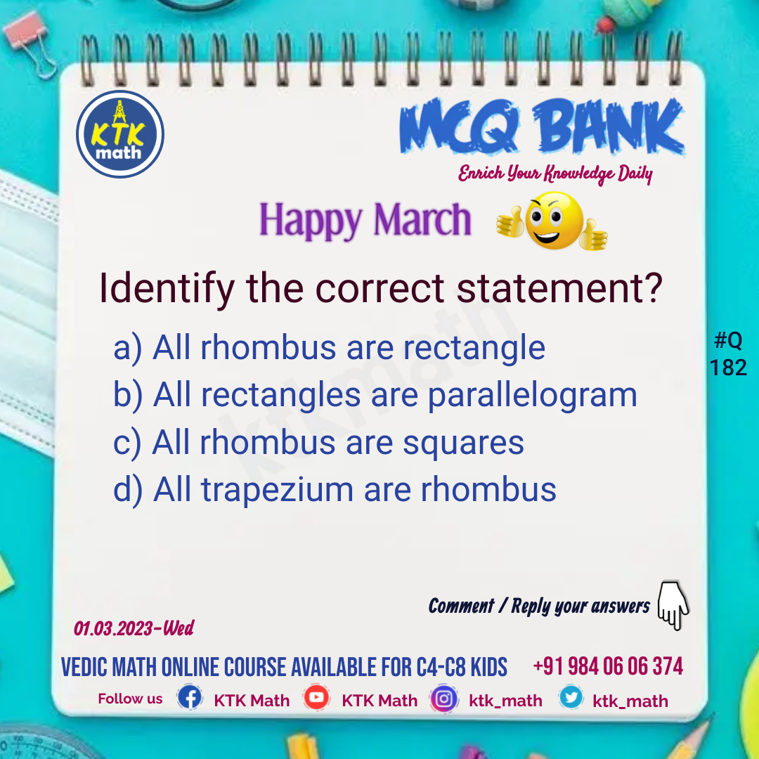 tn_examprep's tweet photo. 🙋♂️ Hai... Can you try this?
Just comment and go
#Q182 👇 #MCQ
#Math #mathisfun #mcq #maths #mathematics #mathGPT #mathmcq #puzzle #dailypuzzle #mathpuzzle #mathsmcq #mathforlife #everydaymath #ktkmath #brainteaser #riddle #puzzles #puzzleday #mathpuzzles #vedicmath #onlinecourse https://t.co/E3nTmTvWDb