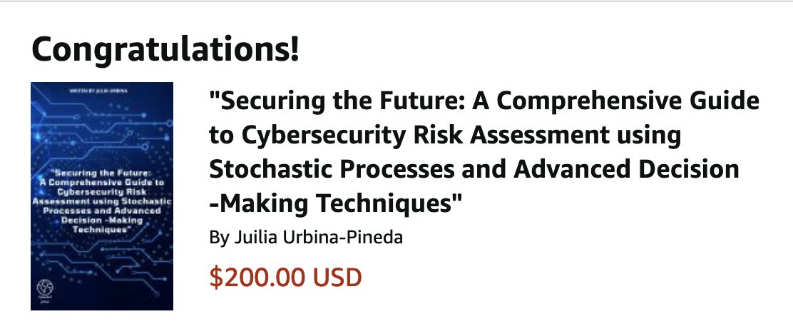 Cyberiiot's tweet photo. "Protect your assets and secure your organization's future with our  "#Securing the Future: A Comprehensive Guide to #Cybersecurity #Risk Assessment using #Stochastic #Processes and Advanced Decision Making Techniques"  .

 Available  on March, 4th, 2023 on #Amazon Kindle. https://t.co/8bDRCKBAzN