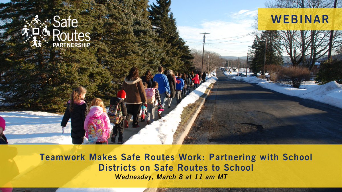 There's still time to register for our webinar to learn ways to build partnerships to improve walking and rolling to School and best practices for engaging different audiences. bit.ly/3I1iWti #ActivePeople #SafeRoutes