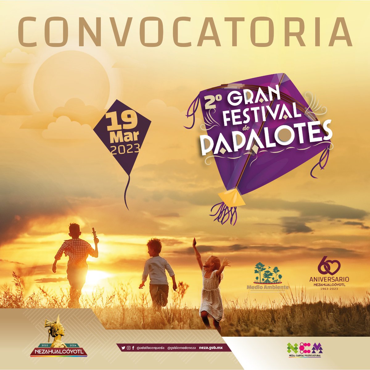 GobNeza's tweet image. #Convocatoria 📄 | Demuestra tu creatividad y participa en nuestro Segundo Gran Festival de #Papalotes 🪁 , que se llevará a cabo el domingo 19 de marzo en el Deportivo Ciudad Jardín Bicentenario, en punto de las 16:00 hrs.

Consulta la convocatoria: 
🌐 neza.gob.mx