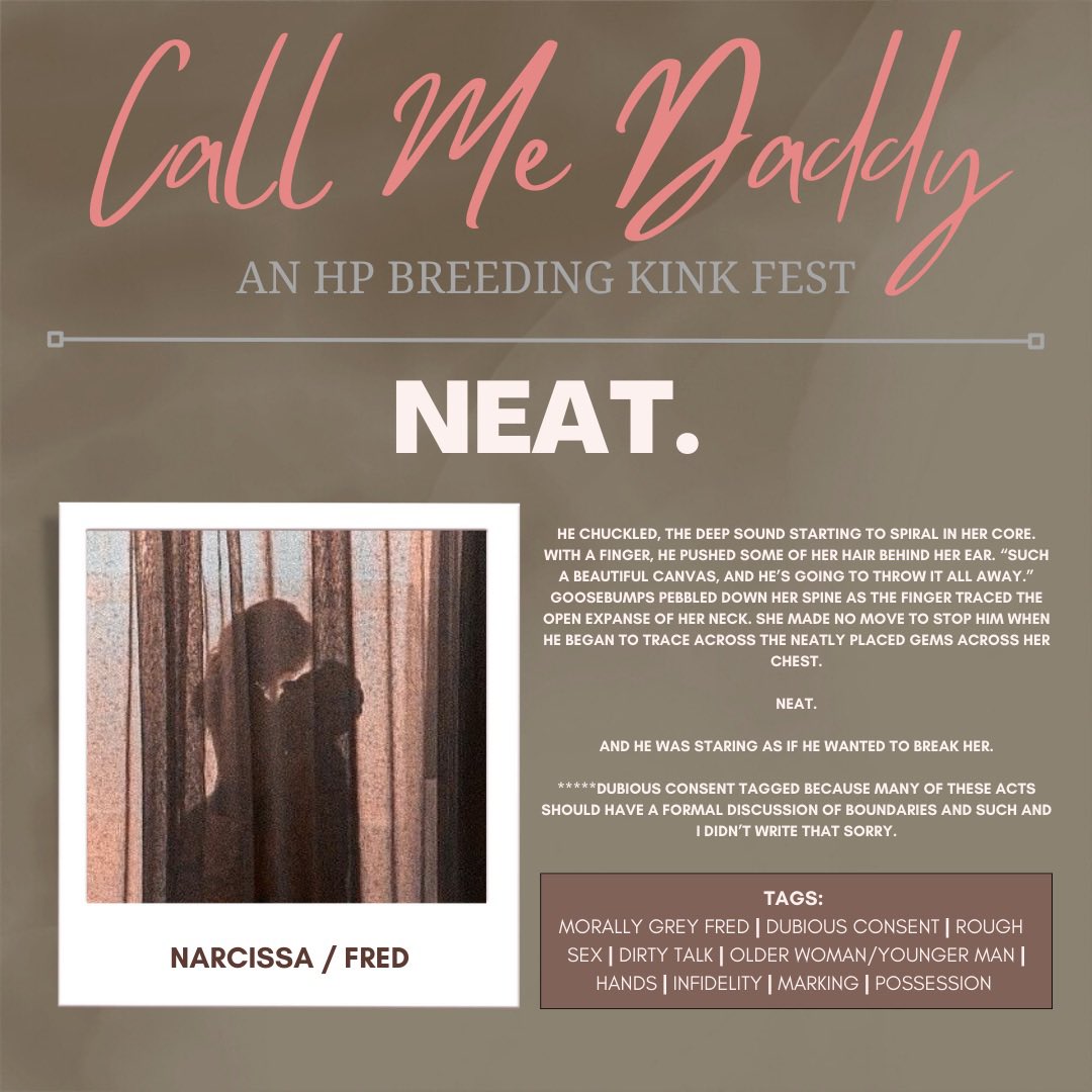 February 28 — Reveal day 14/14

✨ neat. ✨

Pairing: Narcissa/Fred
Words: 4,874

🔗 archiveofourown.org/works/45322306