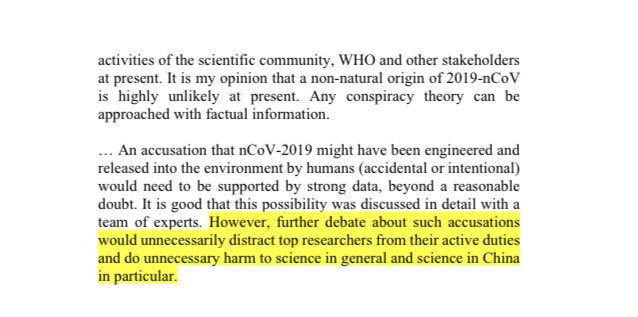 2) So China released a biological weapon, and the first thing US government health agencies do is un