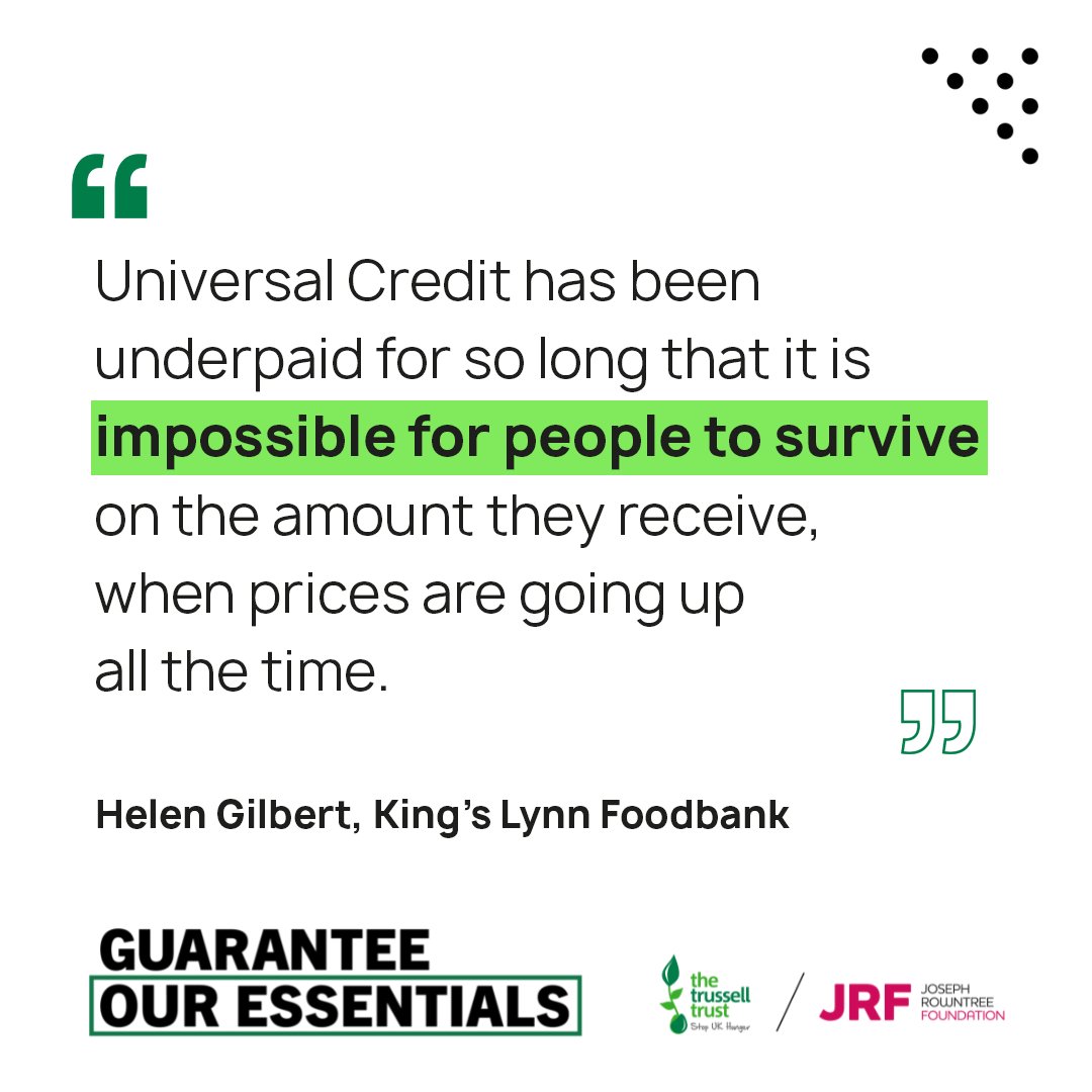 TrussellUK's tweet photo. 🧵 As the #CostOfLiving increases, people across the UK are going without the essentials we all need to survive.

Universal Credit should support people when they need it, but it isn't providing enough to cover the cost of all the essentials, like food and utilities ⤵️ https://t.co/NFsFlY25PN