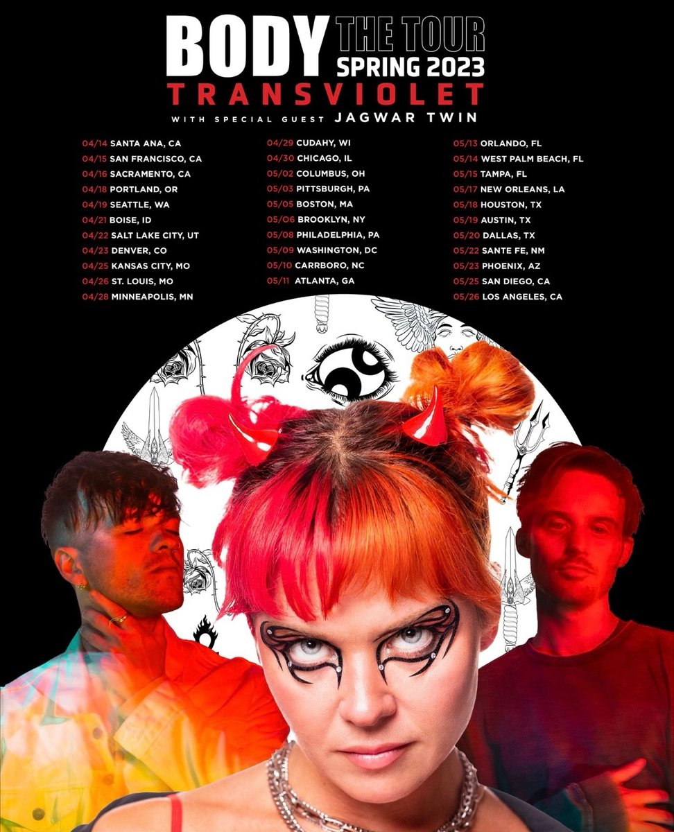 Jagwar Twin (@jagwartwin) on Twitter photo Going on tour all around the US with @transvioletband. 
So excited to see all of you beautiful humans soon and also excited for the trunk trinkets. 
bandsintown.com/a/15372567 Going on tour all around the US with @transvioletband. 
So excited to see all of you beautiful humans soon and also excited for the trunk trinkets. 
bandsintown.com/a/15372567