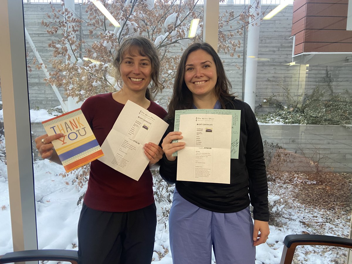 Remembering Thank A Resident/Fellow Day: This is Ceci and Gabby-Our, current Geriatric Fellows. The Geriatric clinicians came together and purchased spa gift cards for the Fellows to say 'Thank you' for all they do! #Thankaresidentday #MedicineElevated #InternalMedicine