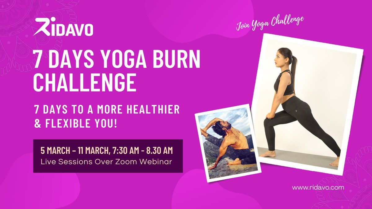 ridavofit's tweet photo. Join 7 Days Ridavo Yoga Burn Challenge
https://t.co/0SNiUTrWW8

Distracted? Busy? Out of shape?

Get back on the mat with our Yoga Challenge: Stretch, sweat, laugh &amp; have fun with totally doable #yoga Burn #challenge with #Ridavo

#yogachallenge #7DaysChallenge #yogainspiration https://t.co/fUGUjNjlXs