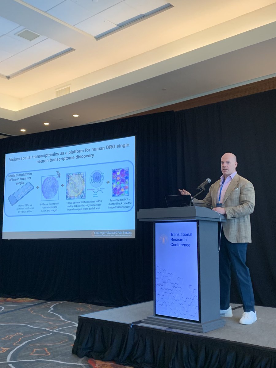 Day 2 of the ⁦@anabioscorp⁩ Translational Research Conference begins! Here is ⁦Ted Price ⁦@UTDPainLab⁩ in action providing a keynote lecture describing the latest on pain research from his lab #TRC23