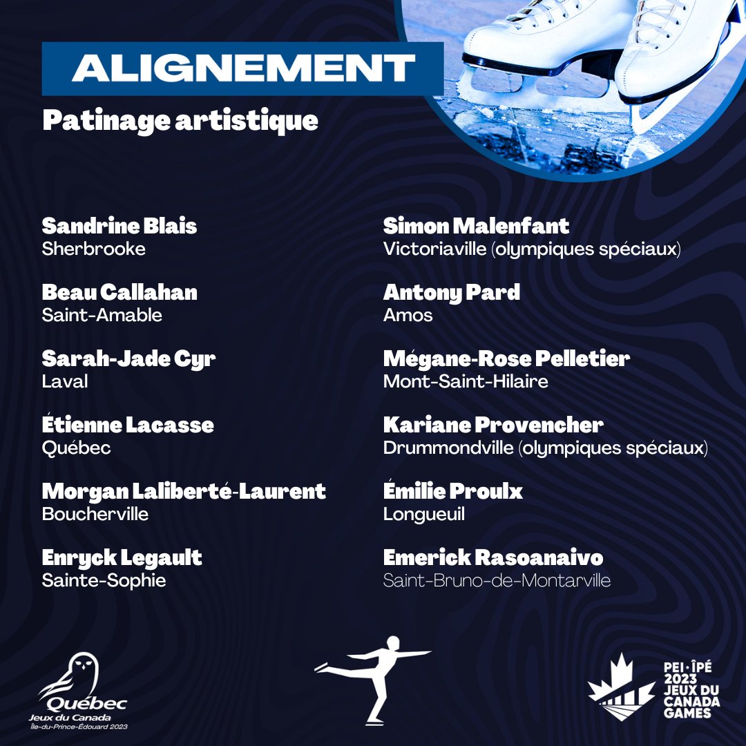 Équipe du Québec (@equipeduquebec) on Twitter photo Entrée en scène des athlètes de <a href="/patinageqc/">Patinage Québec</a> cet après-midi aux <a href="/2023CanadaGames/">2023 Jeux du Canada Games</a>! ⛸
Émilie Proulx et Morgan Laliberté-Laurent patineront pour #ÉquipeQuébec a programme imposé en danse à 13h45 (HNE).
#AllezQuébec #JeuxDuCanada2023 #IPE2023
#JeuxDuCanada <a href="/CanadaGames/">Canada Games | Jeux du Canada</a> Entrée en scène des athlètes de <a href="/patinageqc/">Patinage Québec</a> cet après-midi aux <a href="/2023CanadaGames/">2023 Jeux du Canada Games</a>! ⛸
Émilie Proulx et Morgan Laliberté-Laurent patineront pour #ÉquipeQuébec a programme imposé en danse à 13h45 (HNE).
#AllezQuébec #JeuxDuCanada2023 #IPE2023
#JeuxDuCanada <a href="/CanadaGames/">Canada Games | Jeux du Canada</a>