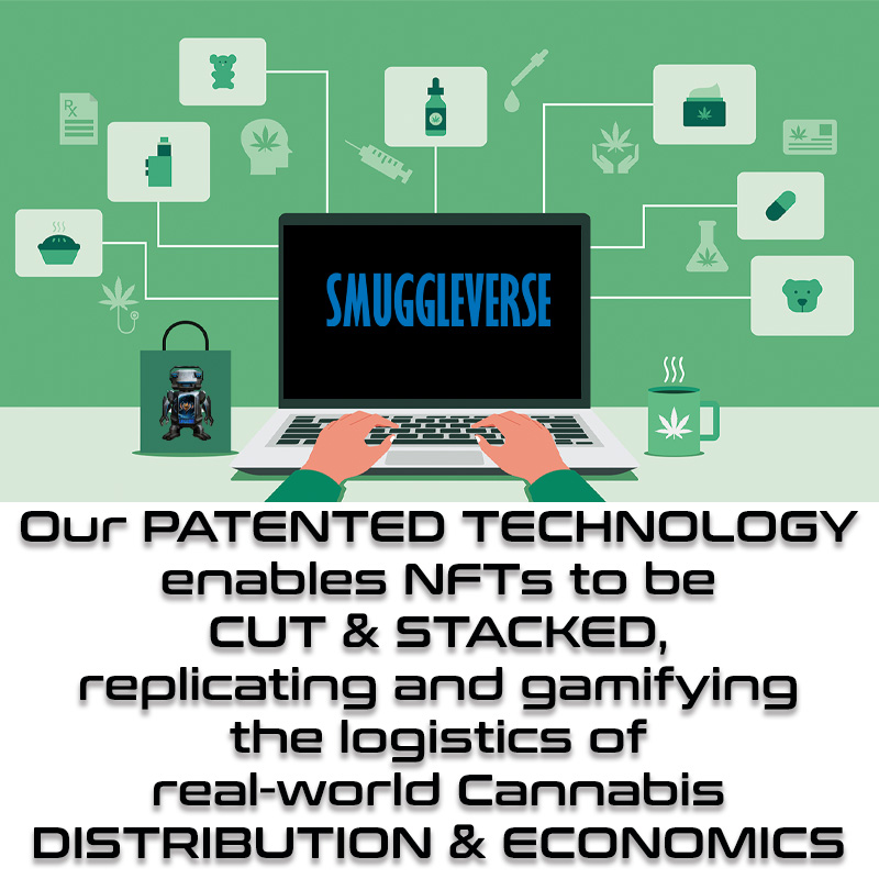 smuggleverse's tweet photo. Our PATENTED TECHNOLOGY enables nfts to be CUT &amp; STACKED, replicating and gamifying the logistics of real-world Cannabis DISTRIBUTION AND ECONOMICS #Web3 #Metaverse #NFT https://t.co/kSygDWCCn8