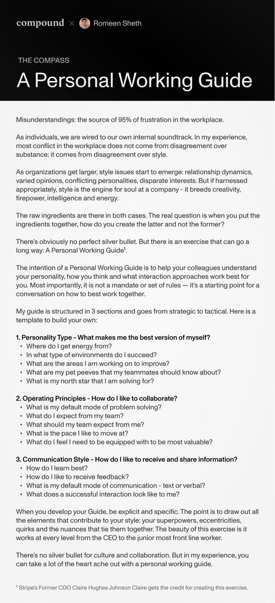 The source of 95% of frustration in the workplace boils down to miscommunication.

In the fourth essay of my new series The Compass (with my friends at @Compound), I shared a framework on how to break through the noise and to collaborate better. 

Shoutout to former Stripe COO…