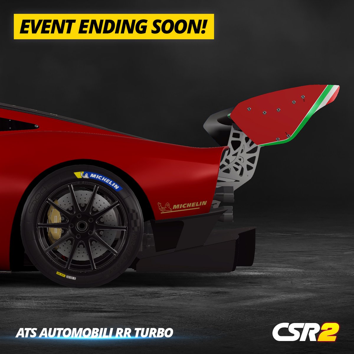 CSRRacing's tweet photo. Supercar Science: Trackstars event is ending soon! โณ You still have the chance to add the ATS Automobili RR Turbo car to your collection. Go for it! ๐๏ธ
Play #CSR2 now: https://t.co/zeIcylQJrl
#SupercarScience #CSR2racing #DragRacing #CSR https://t.co/dIMuerGCY6