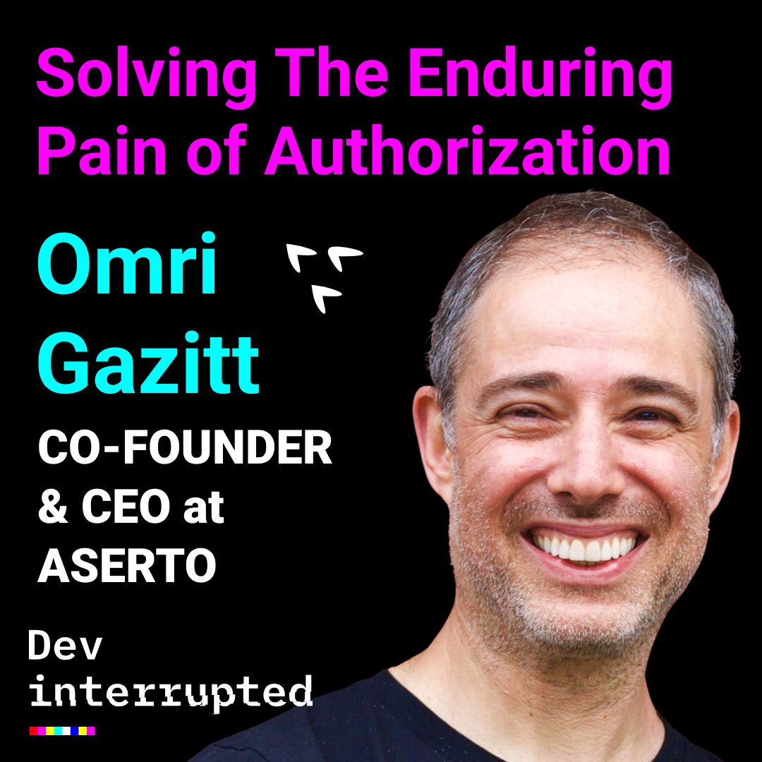 DevInterrupted's tweet photo. This week’s episode with @aserto_com CEO &amp; co-founder @omrig is out now! We cover: 

🤔 Solving the enduring pain of authorization 
😬 The trouble with building software for devs
⚒️ Aserto’s Mission to Fix Access Control

🎙️Listen here: https://t.co/gRQB2597rD https://t.co/VGFdzV47ne