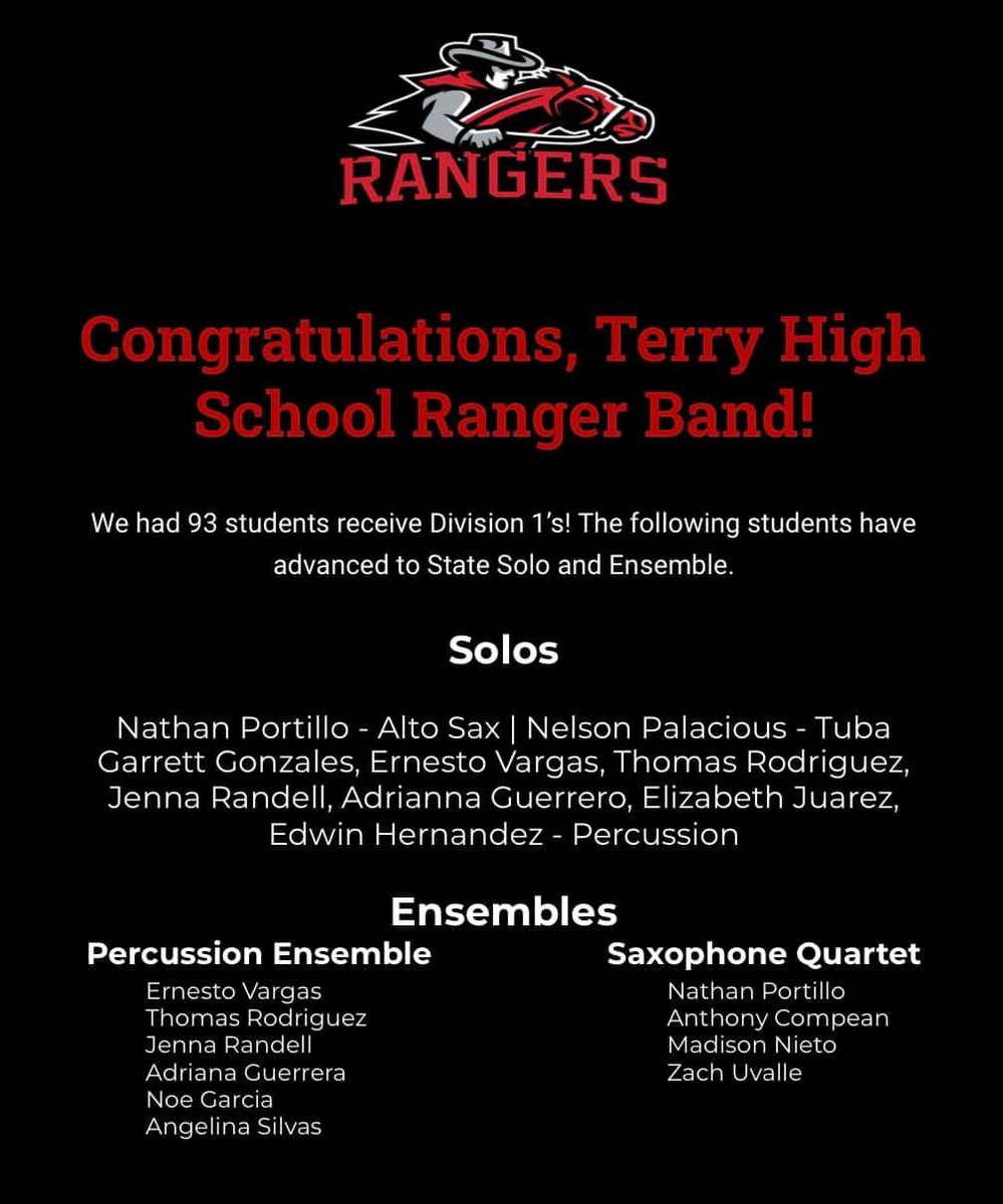 Way to go #RangerBand! You continue to raise the bar and we are so proud of you! #RangerPride #LetsRide <a href="/LamarCISD/">Lamar CISD</a> @LamarConsPVA