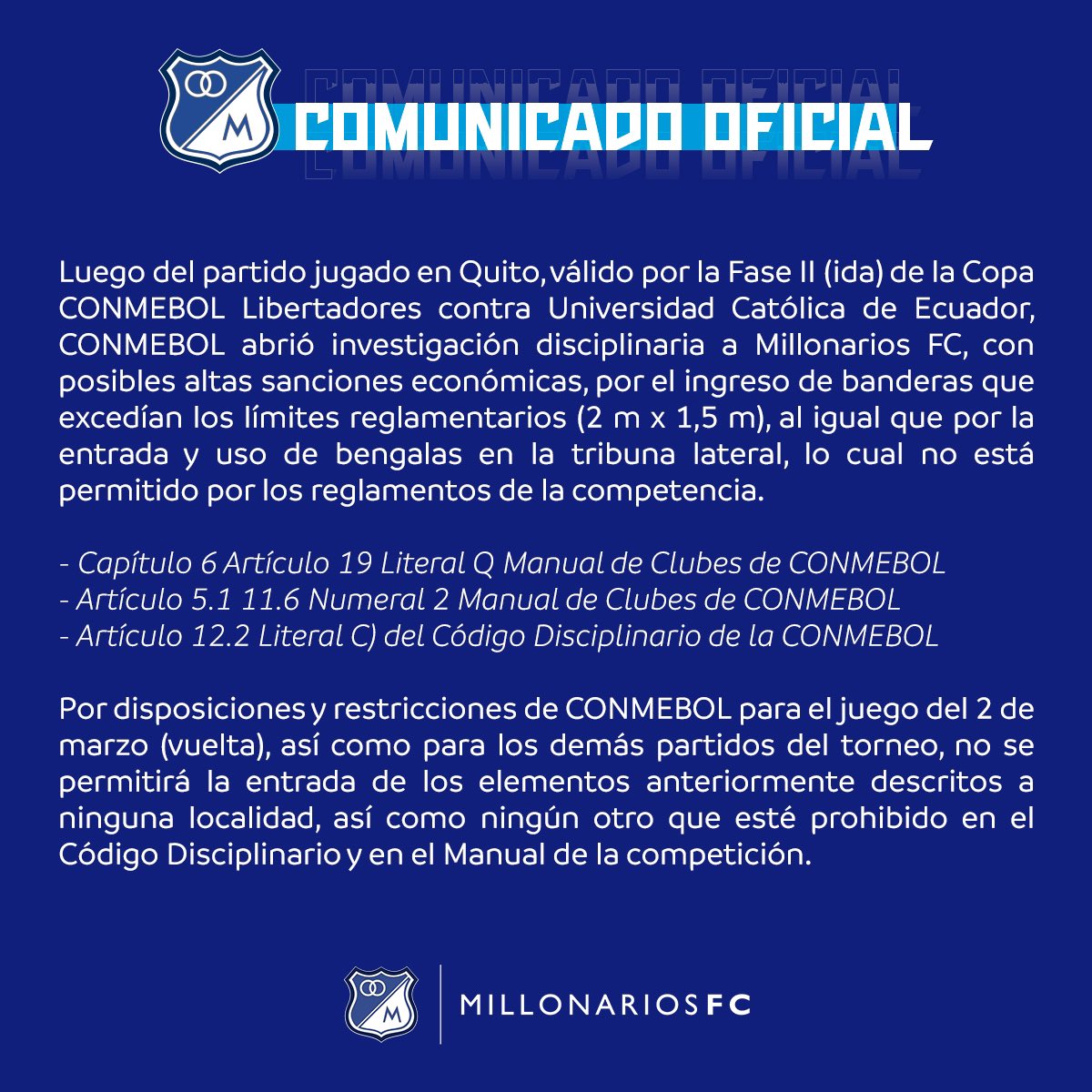 Millonarios FC tweet media