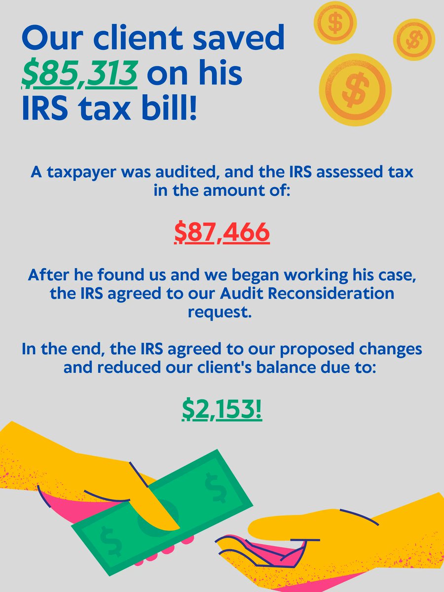 Did you get hit with a huge tax bill due to an IRS audit? Give us a call at (352) 797-2461 for a free review of your case and your available options. 

#IRSaudit
#taxaudit
#audit 
#IRSaudit
#taxaudit
#audit #IRSaudit
#taxaudit
#audit