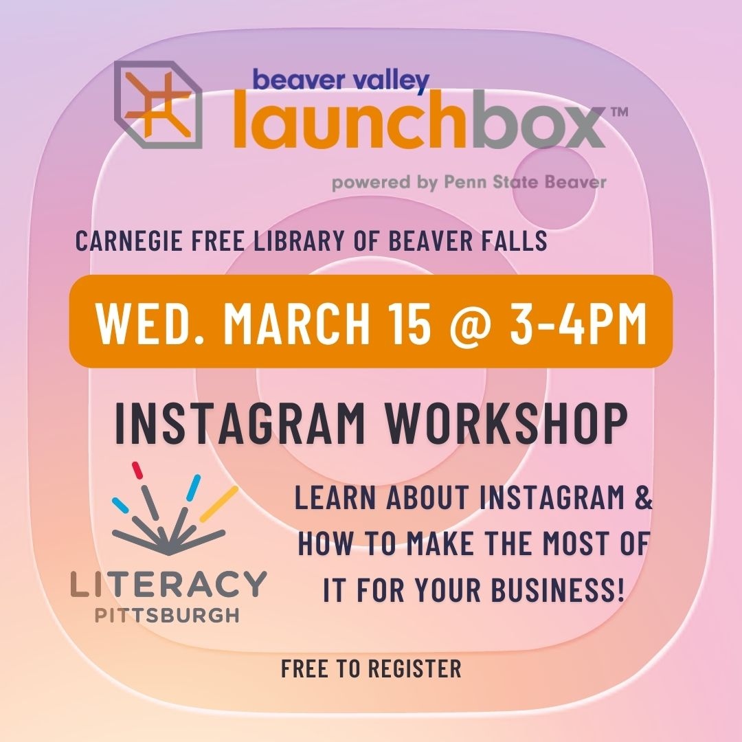 Mark your calendars! Join Beaver Valley #LaunchBox and #LiteracyPittsburgh for an informative and fun Instagram Basics workshop!

Details + Registeration ➡️ forms.gle/dXycPBnqPHspAj…

We hope to see you there! 👋 #BeaverCountyPA