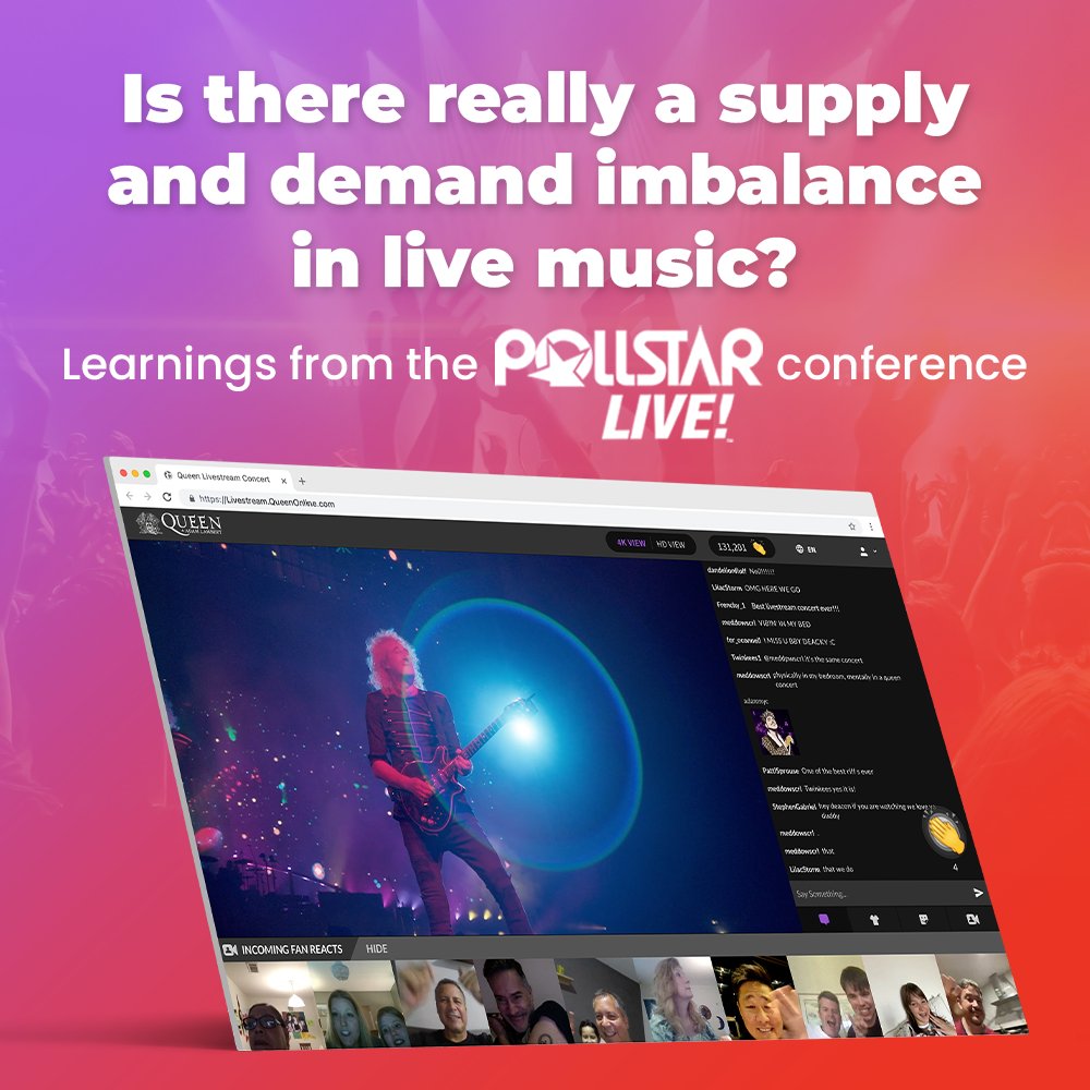 KisweVideo's tweet photo. What was our biggest takeaway from the #PollstarLive conference? Learn more about how livestreaming can help artists extend supply beyond the physical limitations of a sold-out, in-person concert in our latest blog post: https://t.co/J8zqpNsHhY https://t.co/nlHFGJxMcb