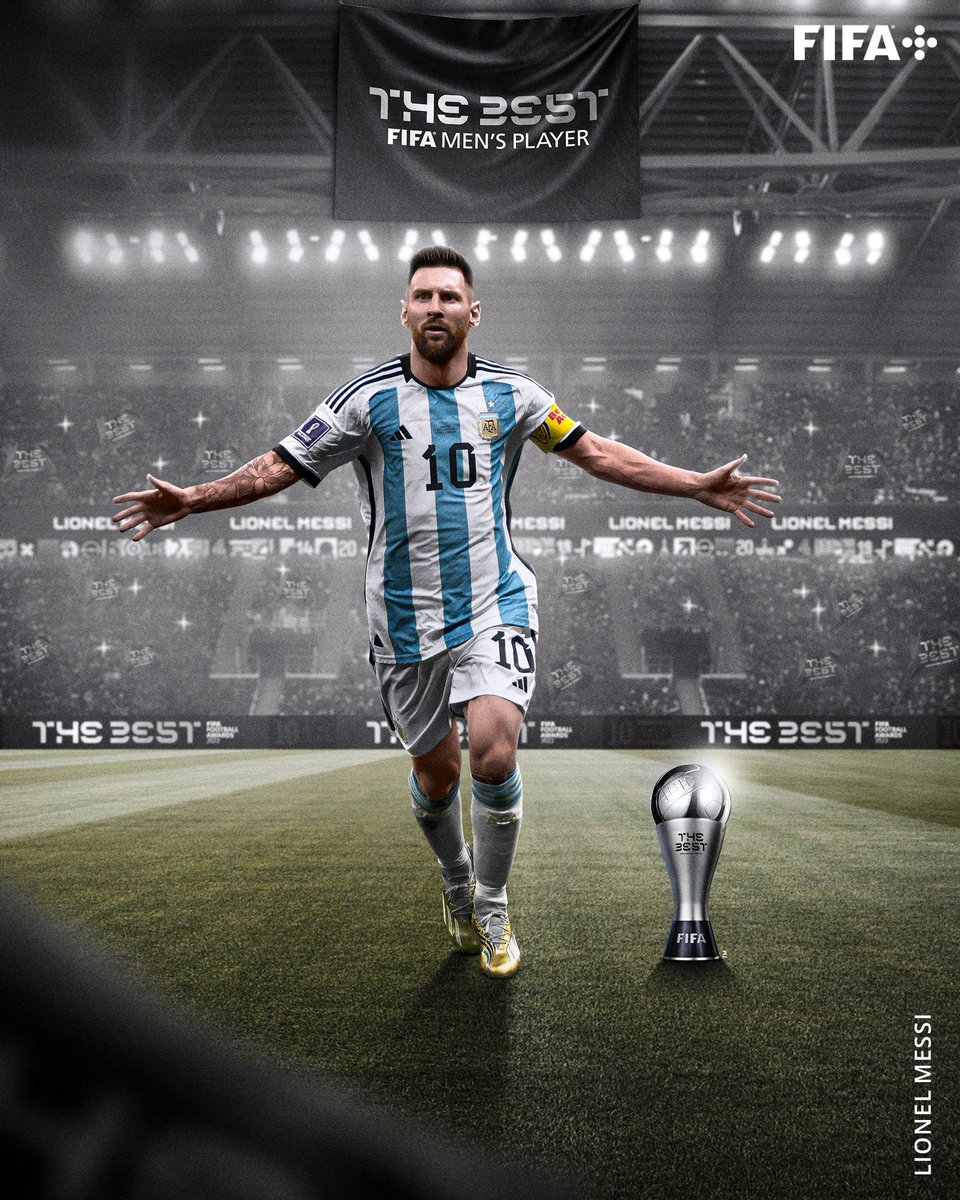 AshishW09110164's tweet photo. 🏆 𝗠𝗘𝗦𝗦𝗜 🏆
TheBest FIFA Men’s Player Award 2022 Lionel Messi! 🇦🇷🇦🇷#Messi #FIFAAwards #Argentina #CongratulationsMessi https://t.co/4IRepU3bma