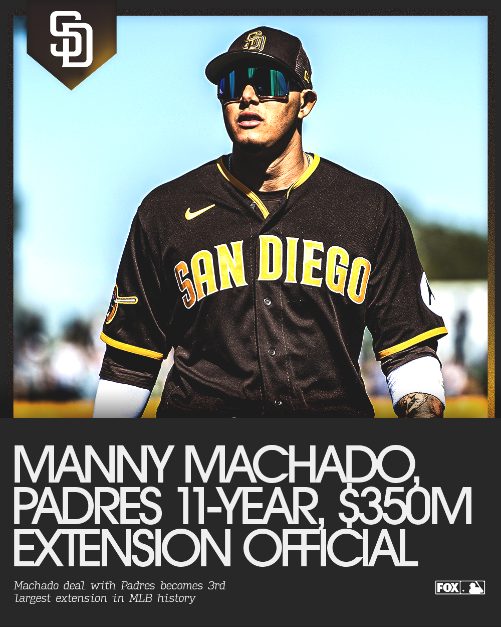 FOX Sports: MLB on X: Manny Machado's 11-year, $350M extension with the  Padres is official, team announces. This is the 3rd largest contract  extension in MLB history.  / X