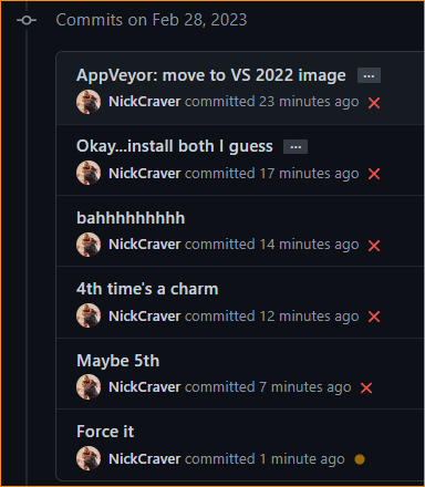 marcgravell's tweet photo. glad it isn't just me ...

CI servers are fun https://t.co/e1n59iJHlm
