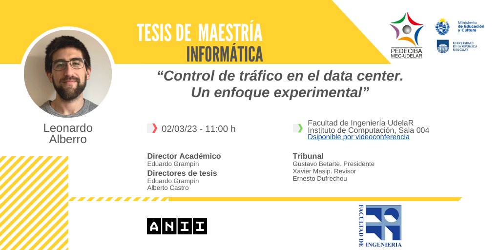 Defensa de tesis de Maestría del estudiante Leonardo Alberro
Jueves 02/03 desde las 11:00hs
Zoom: salavirtual-udelar.zoom.us/j/82200032506?…

Si la investigación continúa, la ciencia avanza y la sociedad toda se beneficia    
#SomosPEDECIBA apoyando el Desarrollo de las #CienciasBásicas