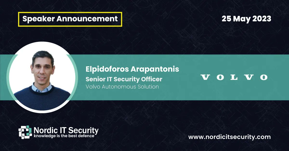 Join us this May for an insightful discussion on "Cybersecurity and its Societal Aspects" with Elpidoforos Arapantonis, Senior IT Security Officer at Volvo Group Autonomous Solutions. Don't miss out on the opportunity to learn from one of the top experts. #itsecurity
