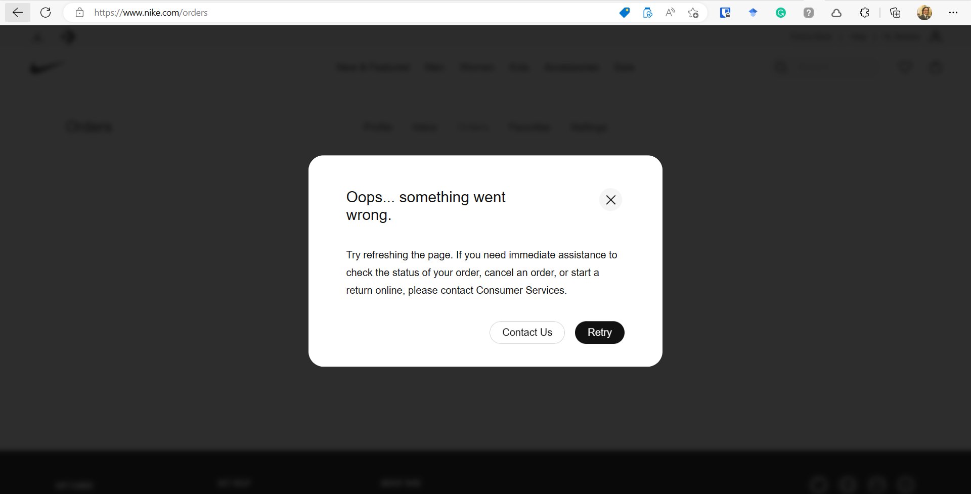 Benson on Twitter: "Dear @Nike: Fix your website. I can't do anything. All get are messages when navigating the site. The Contact Us button doesn't work. This has been