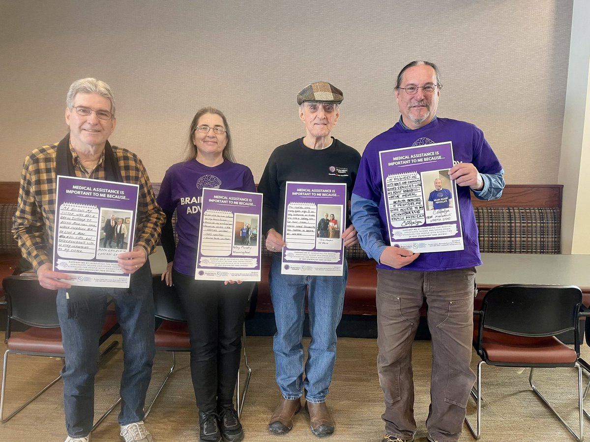 BIAMN_PubPol's tweet photo. Medical Assistance is vital for individuals with disabilities, that’s why MNBIA advocates are back at the Capitol sharing their stories! 

Keep an eye out of our purple posters and read about why MA is so important! #mnleg https://t.co/XMjKgdiJcu