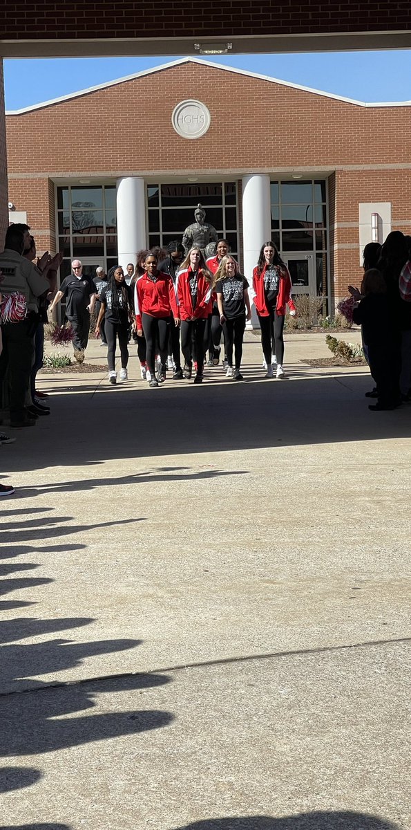 HazelGreenHigh's tweet photo. Our Lady Trojans and Coaches are on their way to the Final Four!!! Good Luck @HGHSGirlsBBall! Keep #searchingforsix! We’re SO proud of you! #ALLinHGHS https://t.co/zcbdv5kKir