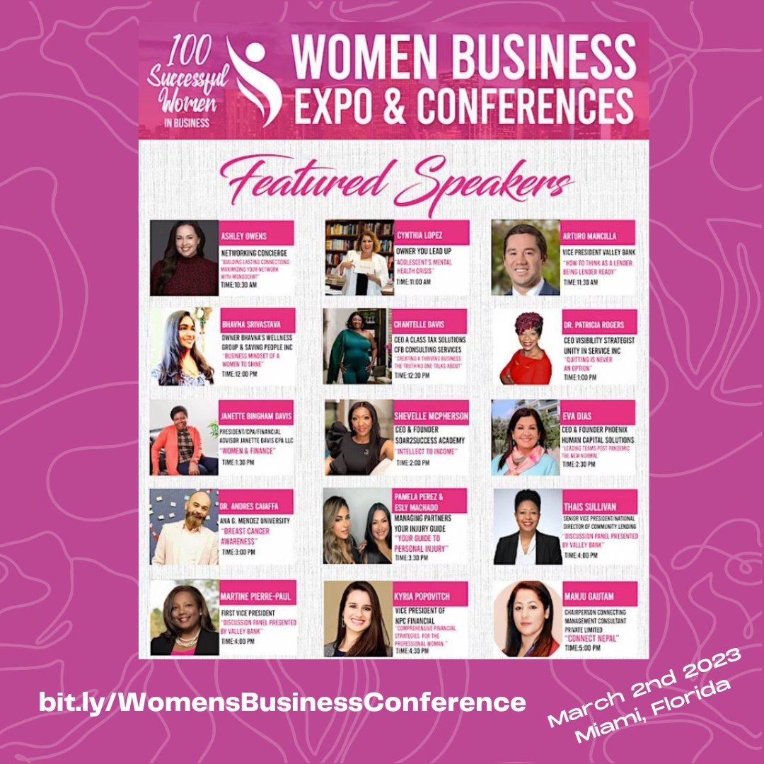 NMx2's tweet photo. Women Business Expo &amp; Conference Miami
Thu, March 2, 10:00 AM – 6:00 PM
Pres https://t.co/BPjuDZm528