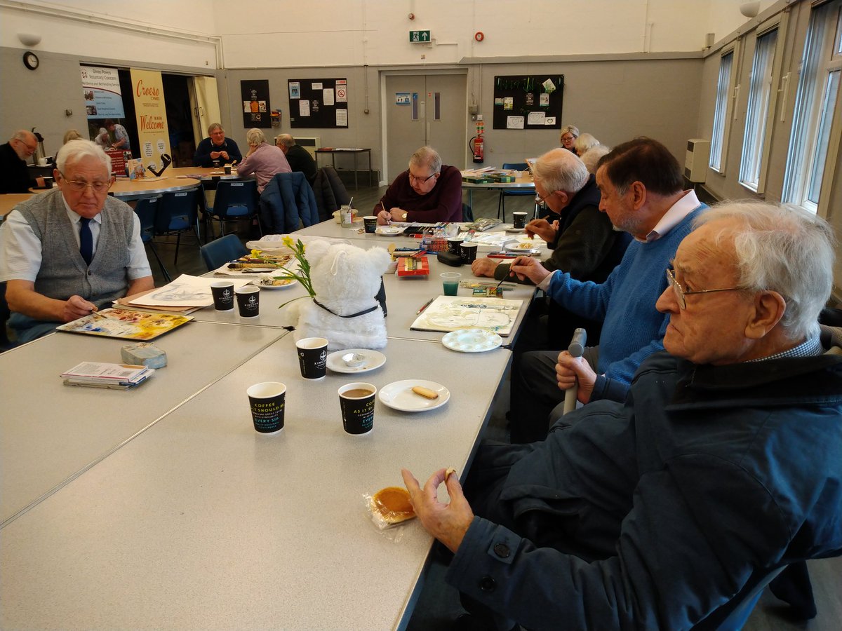 Enjoying Shrove Tuesday at our art group. Eric loves to paint but seems to love pancakes more! #art #PancakeDay #Artists #painting